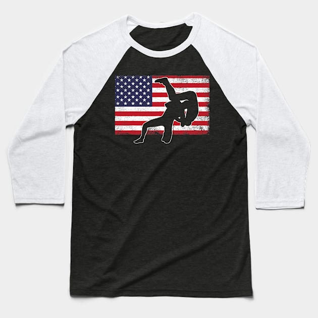 Wrestling player american flag patriotic wrestle Baseball T-Shirt by Tianna Bahringer